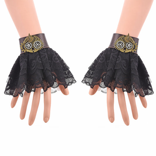 Black Lace Gears Wrist Cuff