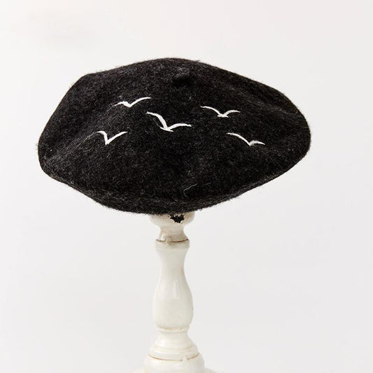 Seagulls In Dark Beret Hat