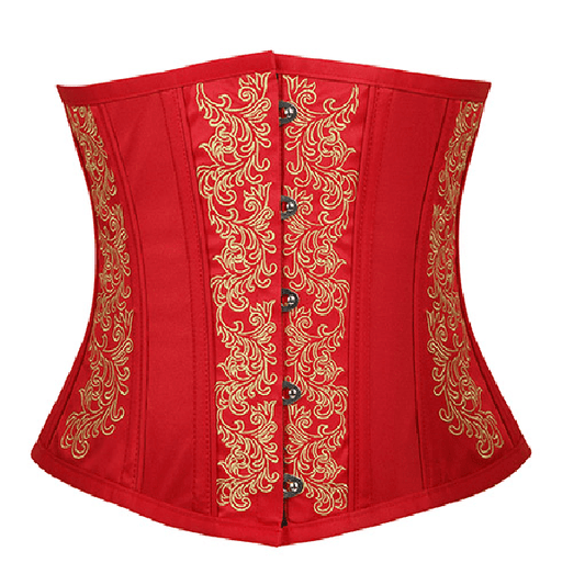 Red Embroidery Flower Corset