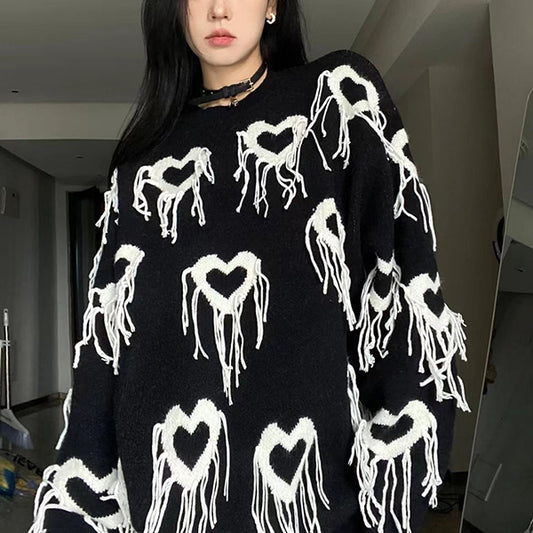 Heart Fringe Sweater