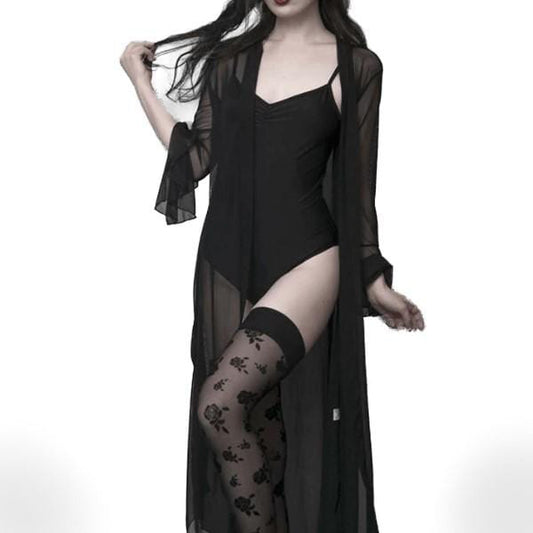 Gothic Sheer Black Mesh Robe
