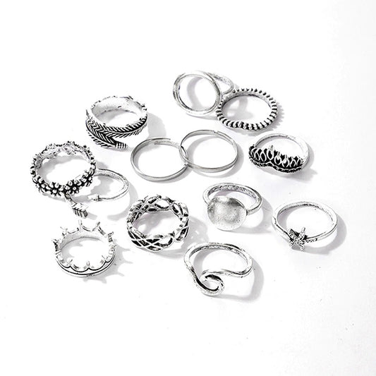 Thalassophile Vintage Geometric Ring Set