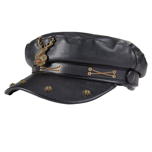 Deer Hunter Leather Beret Hat