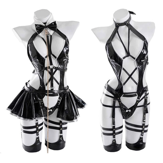 Devil Maid Leather Lingerie Set