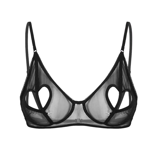 Sheer Open Heart Bra