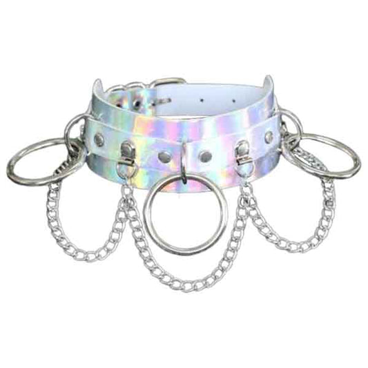 Holographic Chain & Rings Choker Necklace