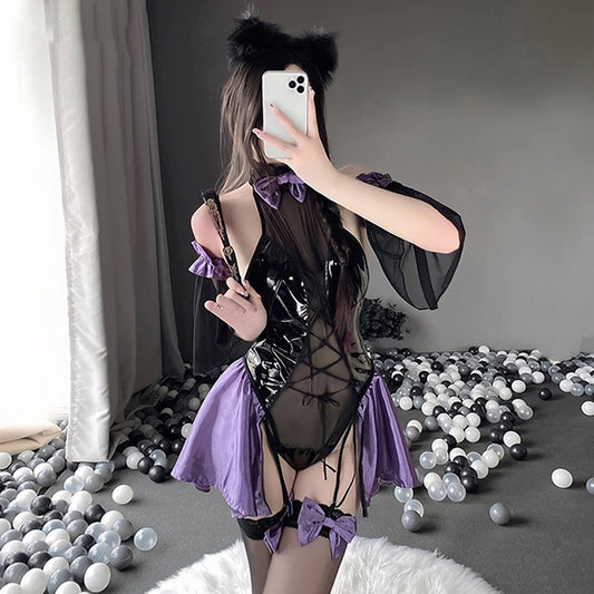 Desdemona Glossy Leather Lingerie Set