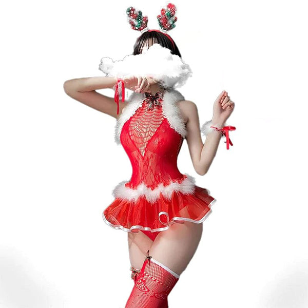 Temptation Elk Red Fishnet Bodysuit