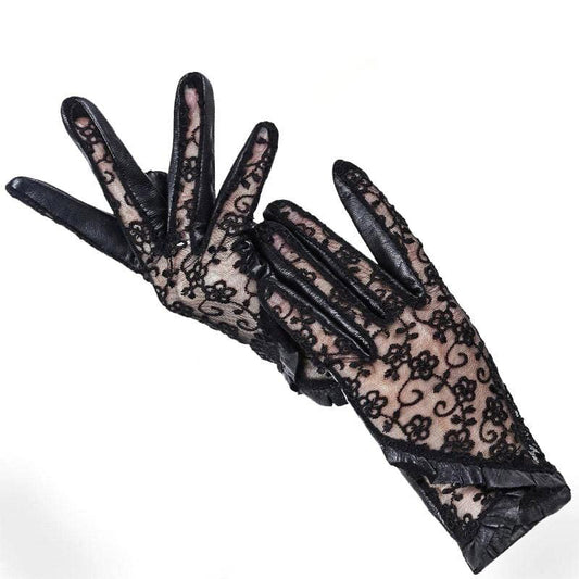 Gothic Black Floral Gloves