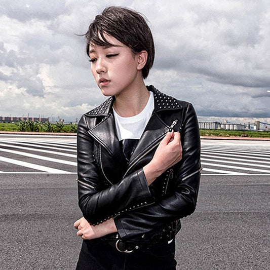 Fashionable Gothic Leather Motorcycle Jacket