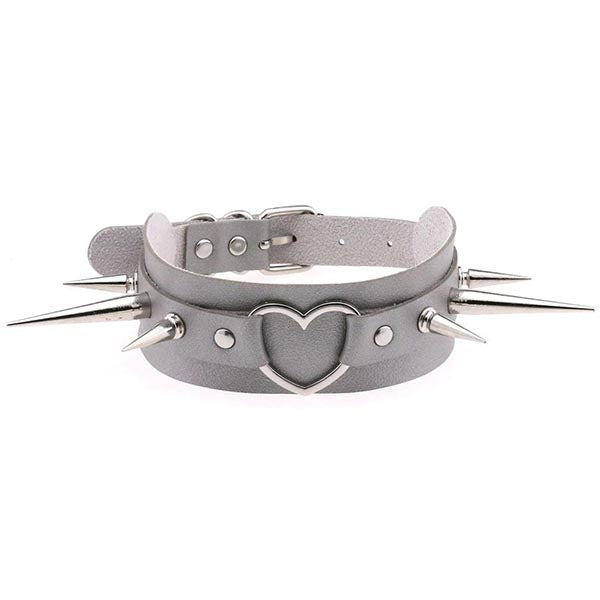 Long Spike Heart Choker Necklace