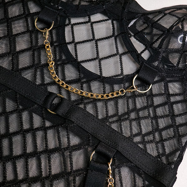 Tara Plaid Chain Bodysuit