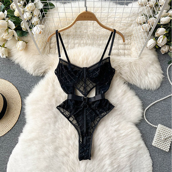 Catalina Plaid Mesh Bodysuit