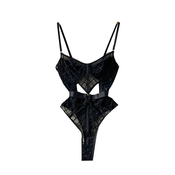 Catalina Plaid Mesh Bodysuit