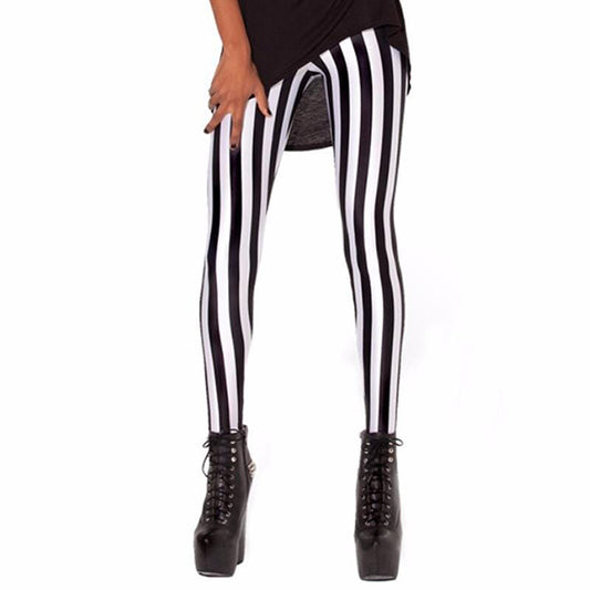 White/Black Stripped Leggings