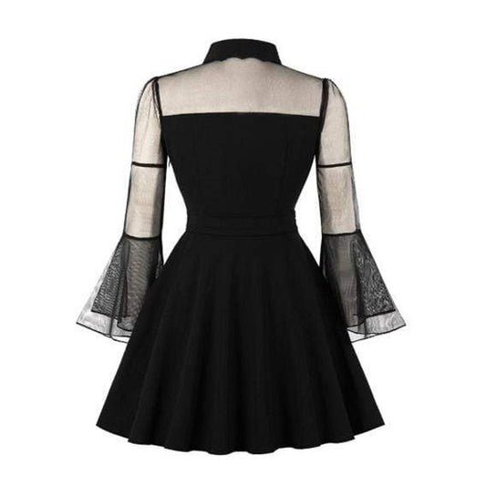 Gothic Flare Sleeve Draped Mini Dress
