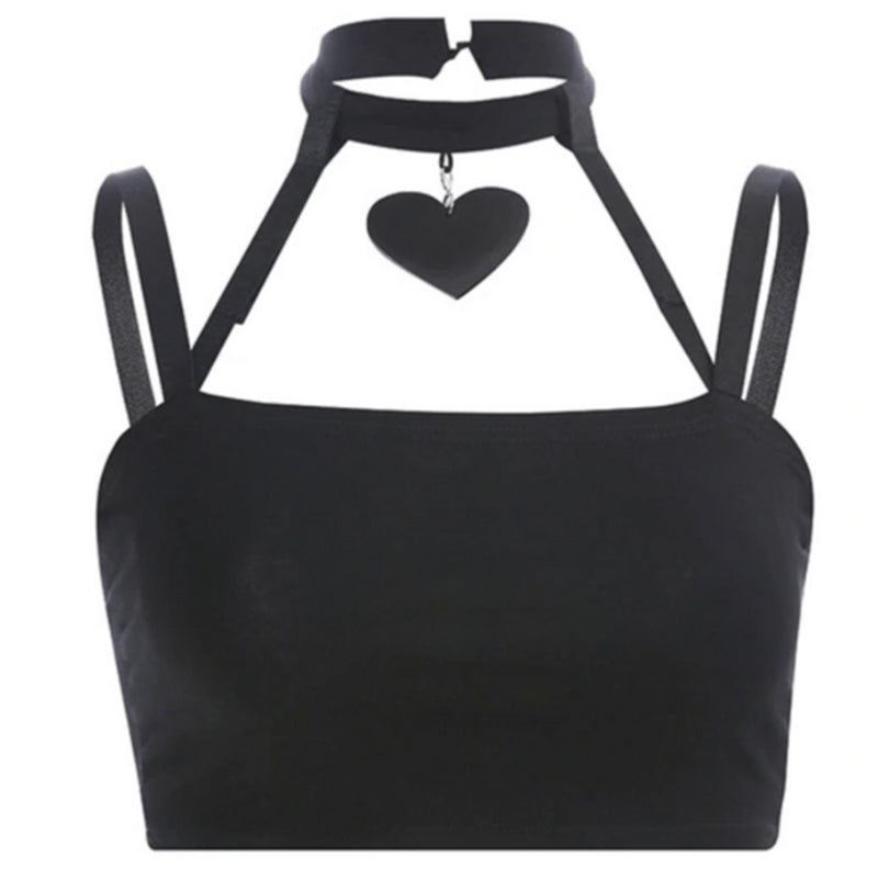 Black Heart Choker Top
