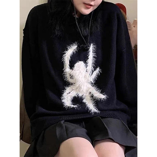 Fuzzy Spider Black Sweater