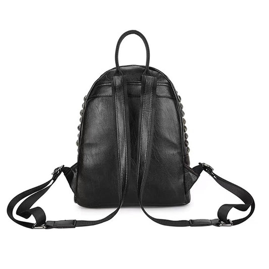 Skull Rivets Leather Backpack
