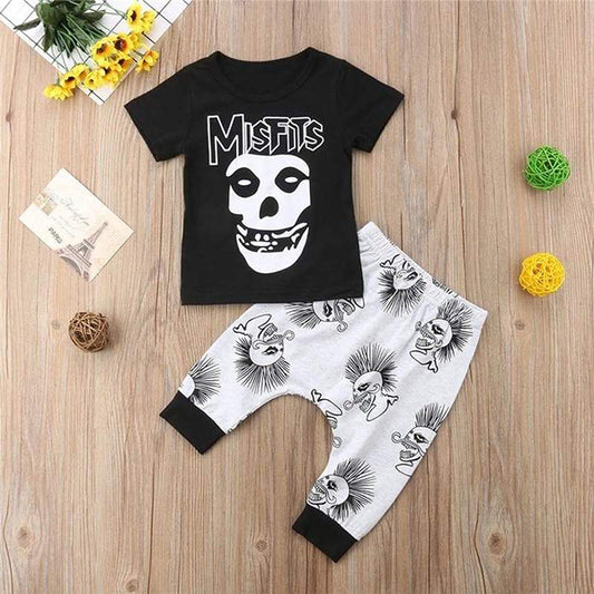 Skull Black Goth Outfits for Kids