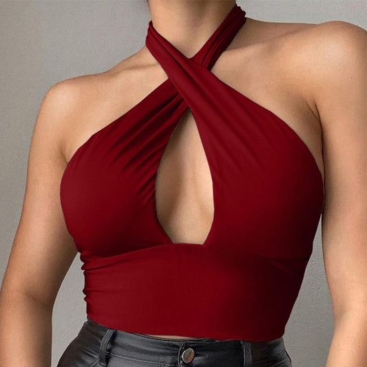 Cross Over Halter Crop Top