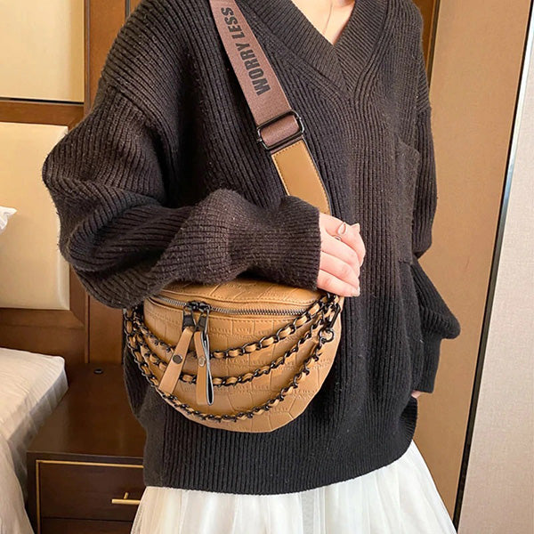 Faux Leather Chain Bum Bag