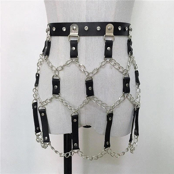 Night Rave Leather Harness Belt