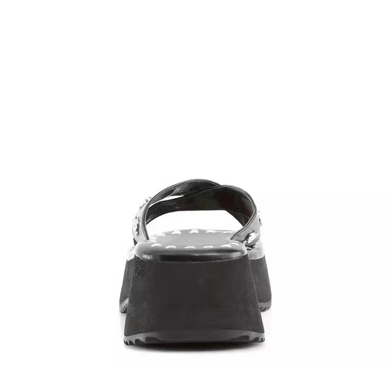 Grim Gothic Black Sandals
