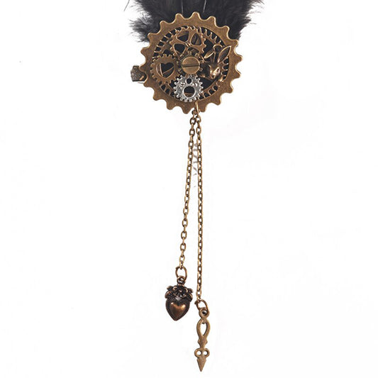 Feathers & Gears Steampunk Hair Clip/Brooch
