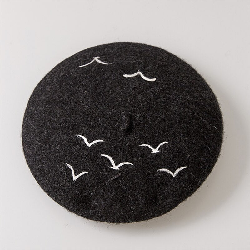 Seagulls In Dark Beret Hat