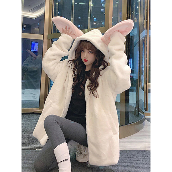 Snow Bunny Kawaii Hooded Coat
