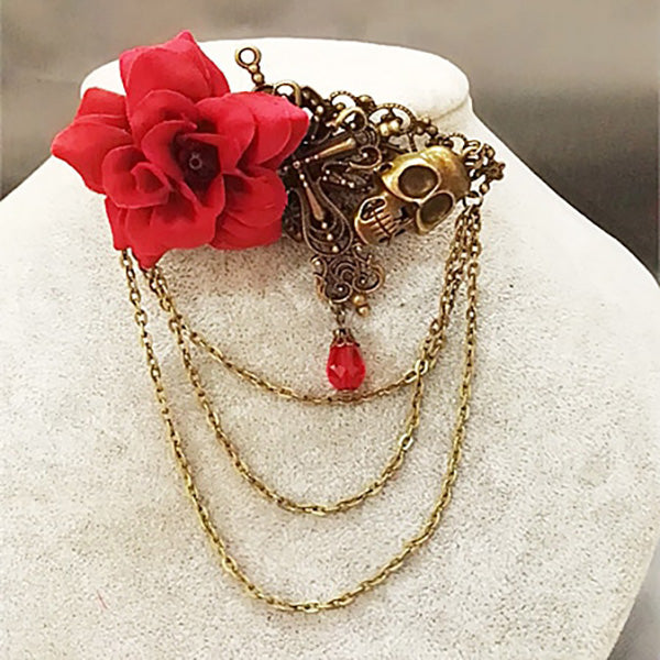 Sugar Skull Rose Hair Clip