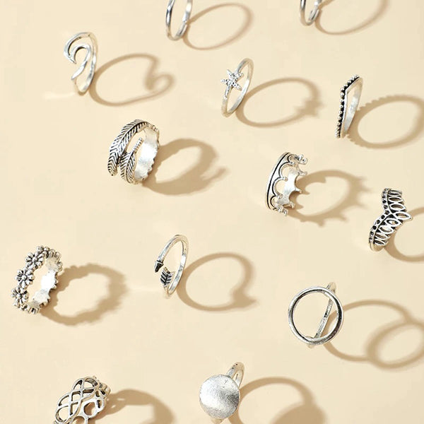 Thalassophile Vintage Geometric Ring Set