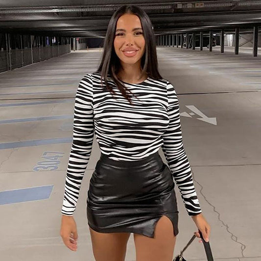 Nude Zebra Backless Bodysuit