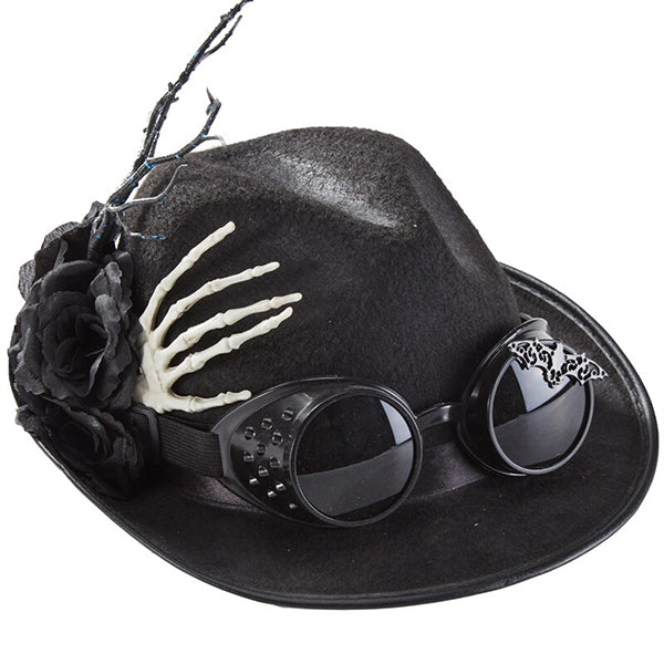 Devon Steampunk Black Hat with Goggles