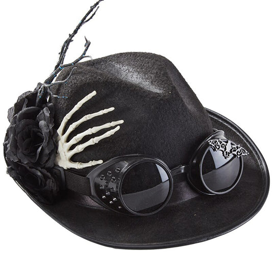 Devon Steampunk Black Hat with Goggles