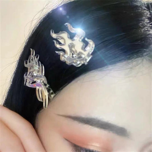 Dragon Flame Metal Hair Clips