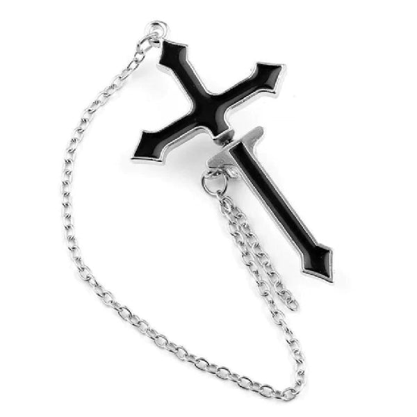 Black Cross Drop Earrings