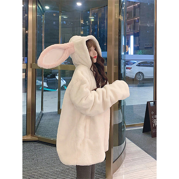 Snow Bunny Kawaii Hooded Coat