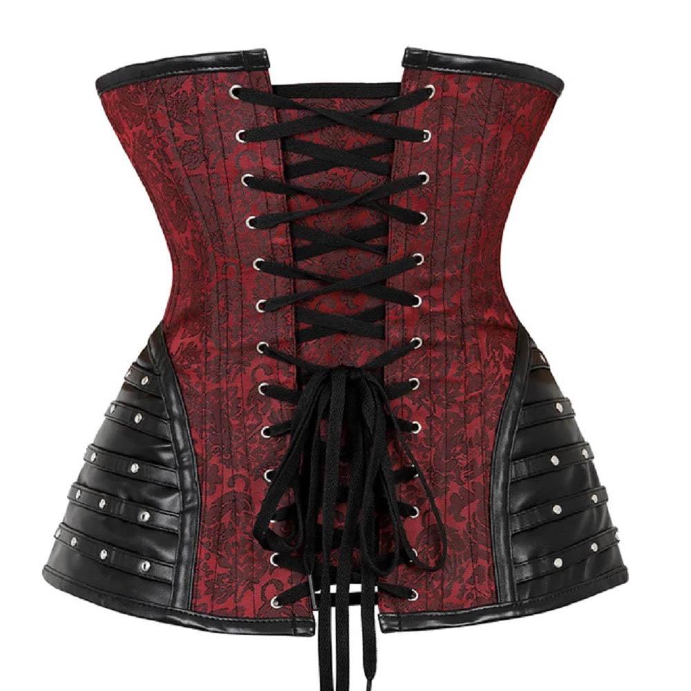 Faux Leather Red Punk Corset