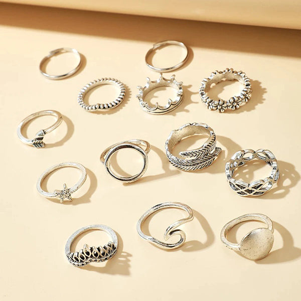Thalassophile Vintage Geometric Ring Set