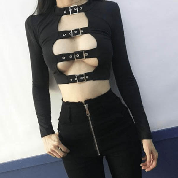 Granite Long Sleeve Crop Top