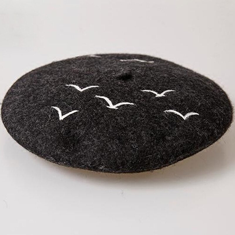 Seagulls In Dark Beret Hat