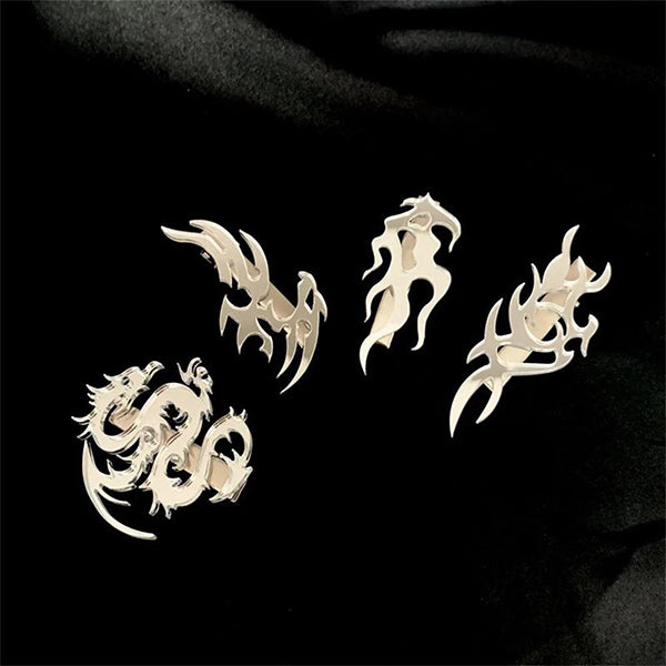Dragon Flame Metal Hair Clips