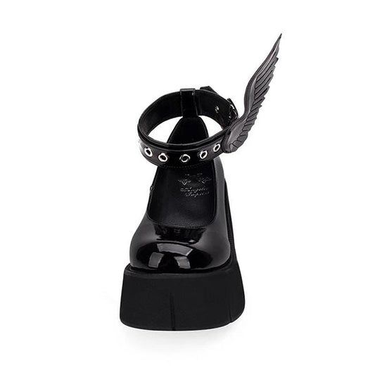 Black Wing Lolita Platform Shoes