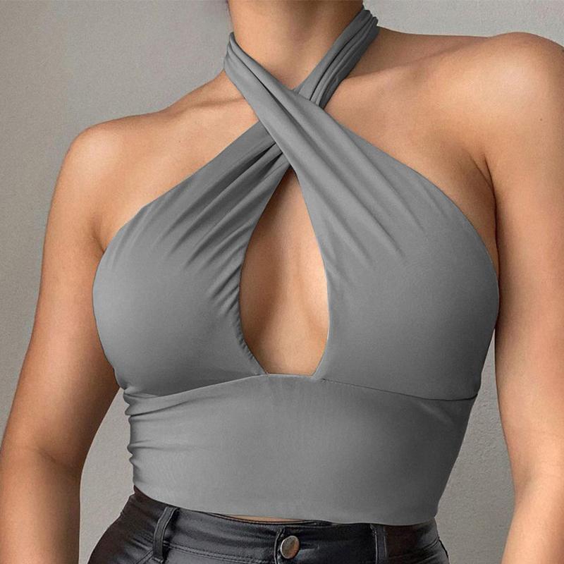 Cross Over Halter Crop Top