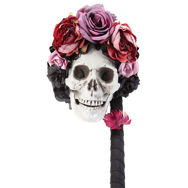 Floral Sugar Skull Walking Cane