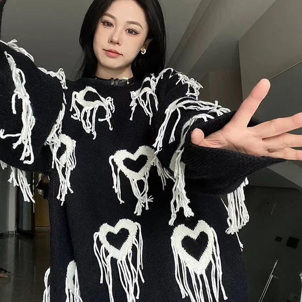 Heart Fringe Sweater