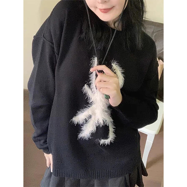Fuzzy Spider Black Sweater