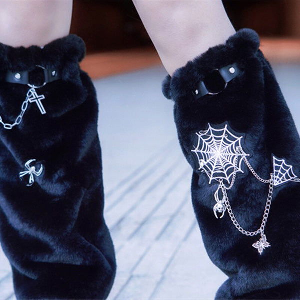 Punk Spider Furry Leg Warmers